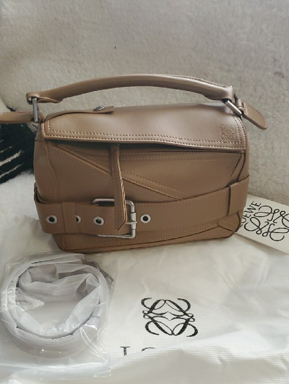 Loewe Tan Puzzle Shoulder Bag with Top Handle